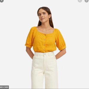 Everlane The Linen Puff-Sleeve Top